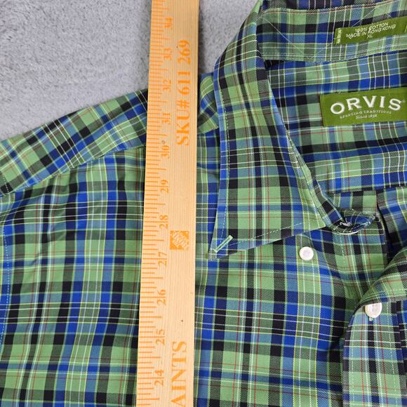 Orvis Button Front Shirt Lot of 2 Men's XL Green & Yellow Plaid Casual As Is - Picture 5 of 15